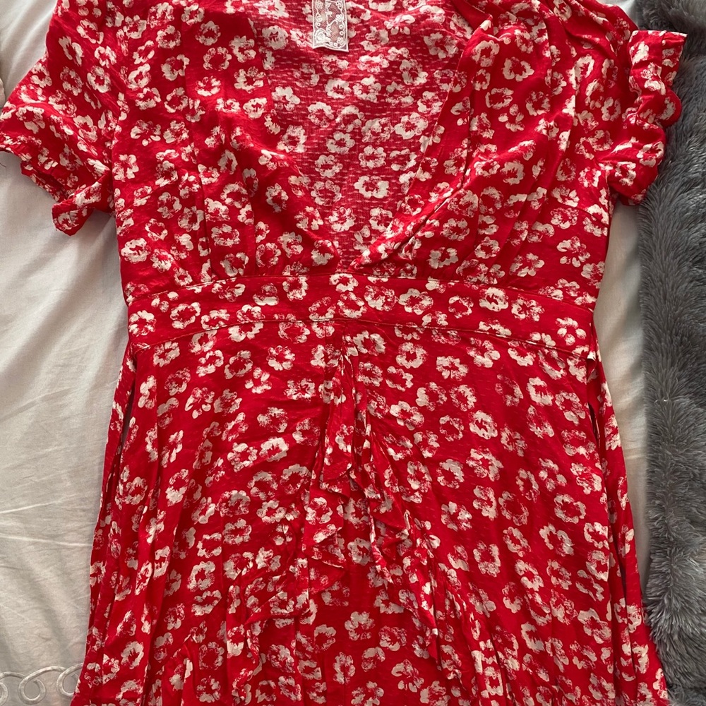 Red floral dress